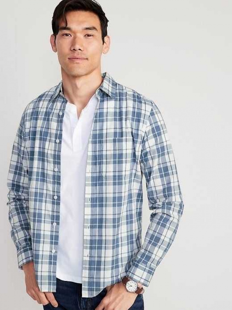 Old Navy Slim-Fit Built-In Flex Everyday Shirt Blue | YRX921438