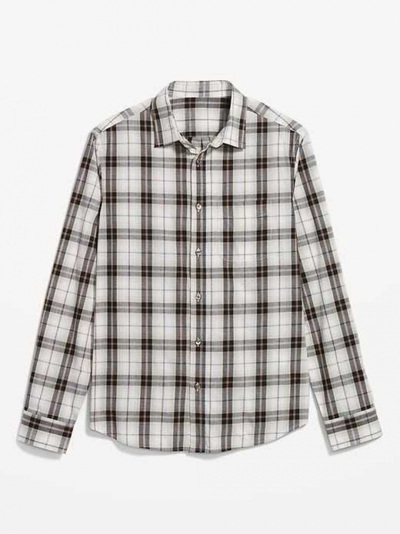 Old Navy Slim-Fit Built-In Flex Everyday Shirt White / Brown | MCS591206