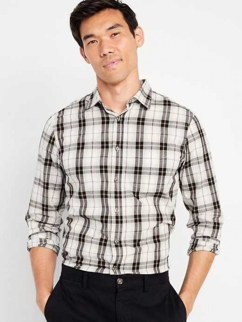 Old Navy Slim-Fit Built-In Flex Everyday Shirt White / Brown | MCS591206