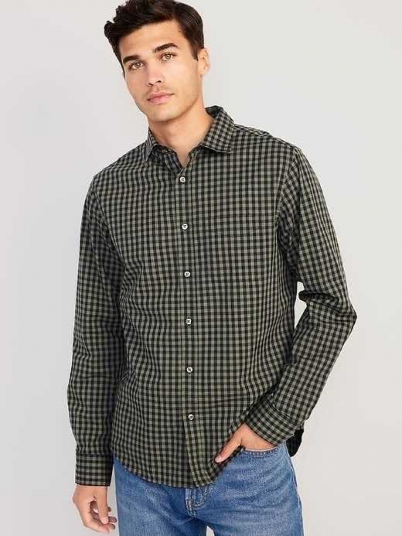 Old Navy Slim-Fit Built-In Flex Everyday Shirt Green | IMR350964