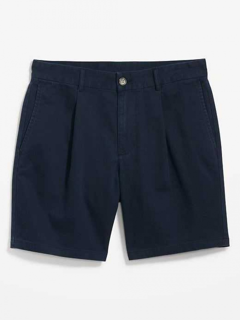 Old Navy Slim Built-In Flex Ultimate Chino Pleated Shorts Navy | HNJ158293