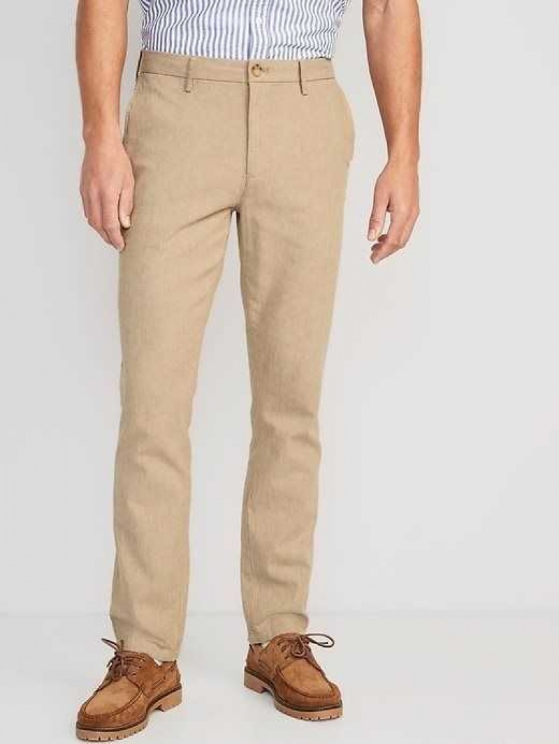 Old Navy Slim Rotation Linen-Blend Chino Pants Khaki | LXU438102