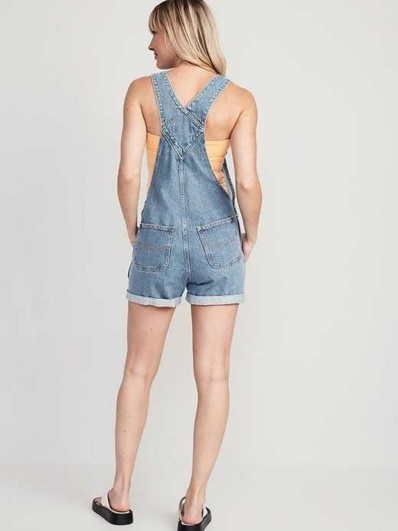 Old Navy Slouchy Straight Non-Stretch Jean Short Overalls Wash | CSL304176