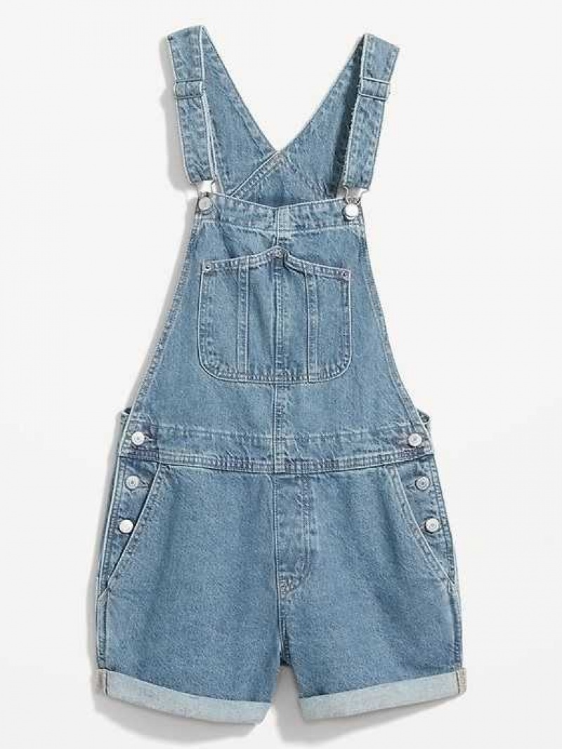 Old Navy Slouchy Straight Non-Stretch Jean Short Overalls Wash | CSL304176