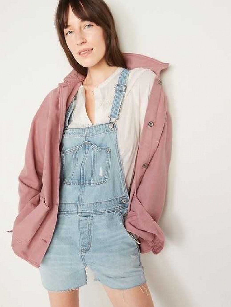 Old Navy Slouchy Straight Workwear Cut-Off Non-Stretch Jean Short Overalls Tilly | FKD827904