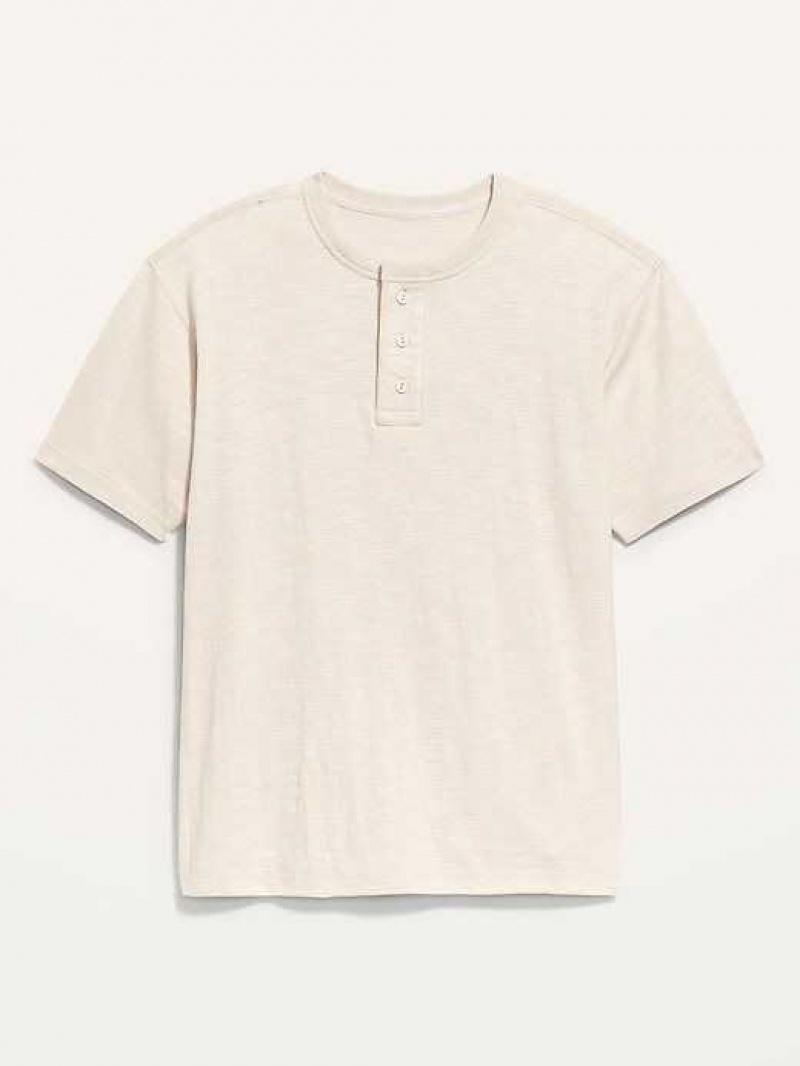 Old Navy Slub-Knit Workwear Henley T-Shirt Beige | QBI682531