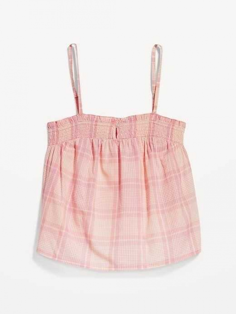 Old Navy Smocked Plaid Pajama Swing Cami Top White / Pink | AZH106374