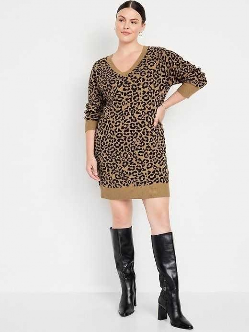 Old Navy SoSoft Printed Mini Sweater Dress Cheetah | OXK593412