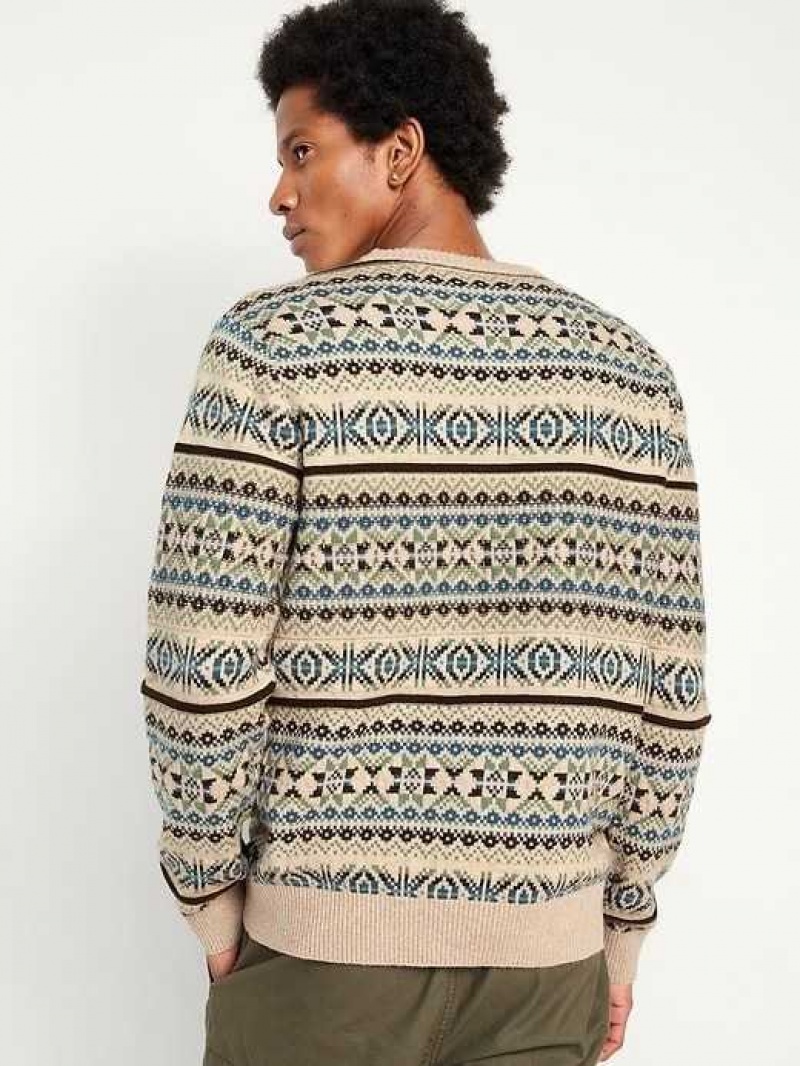 Old Navy SoSoft Sweater Neutral Fair Isle | QZP207689