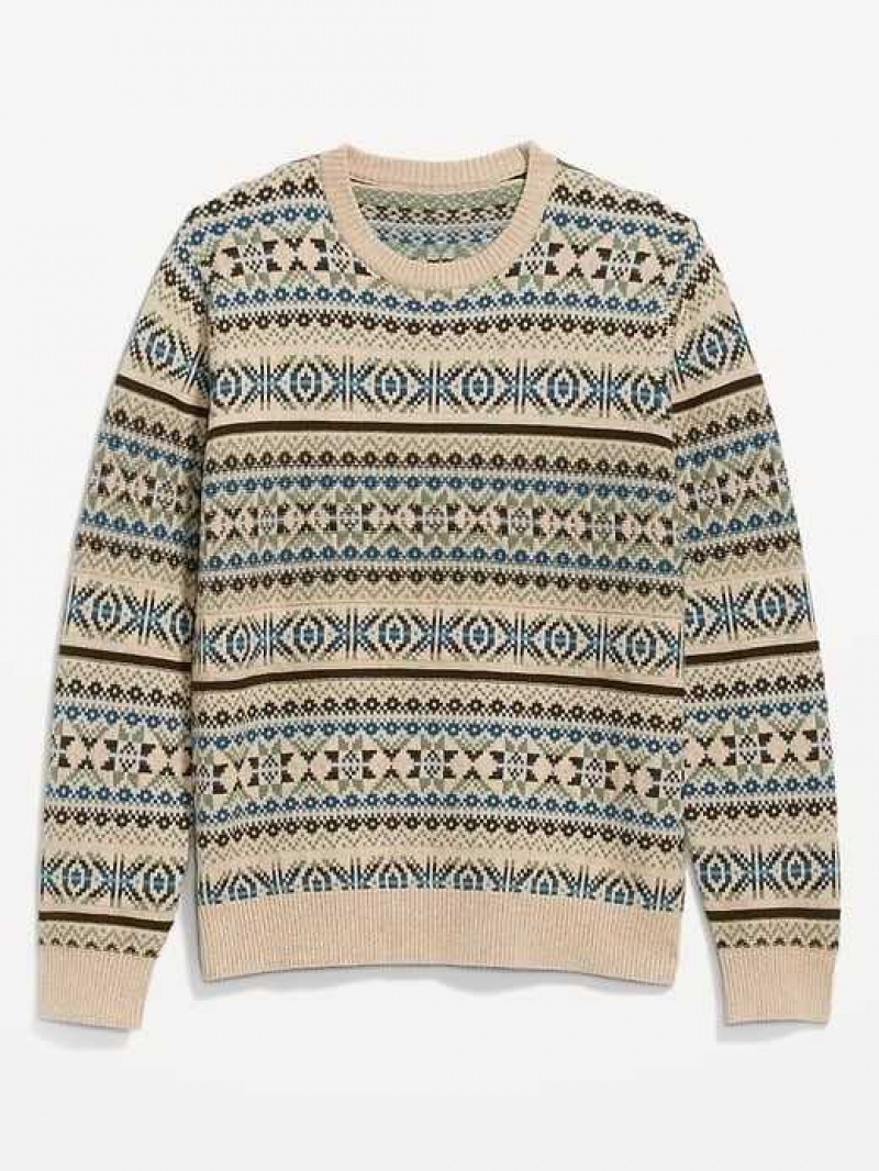 Old Navy SoSoft Sweater Neutral Fair Isle | QZP207689