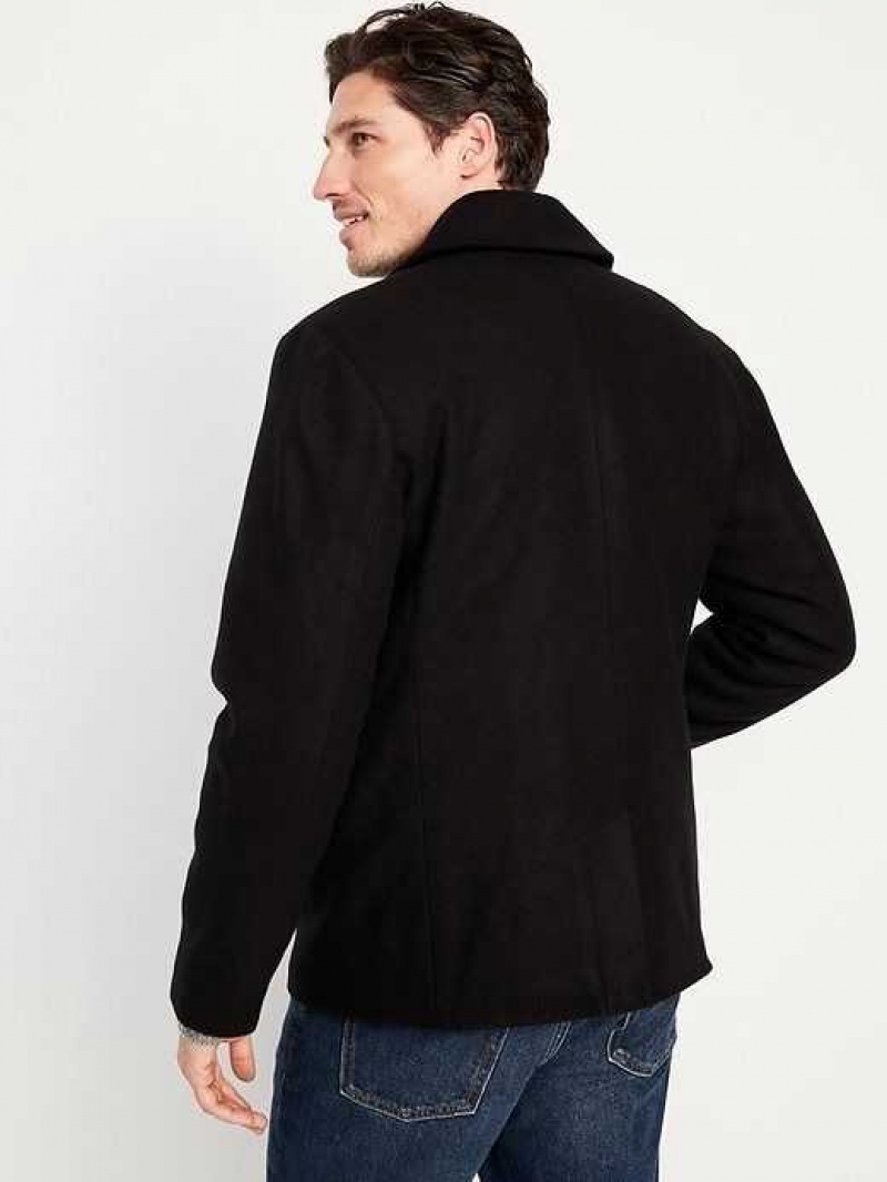 Old Navy Soft-Brushed Double-Breasted Peacoat Black | TYG436270