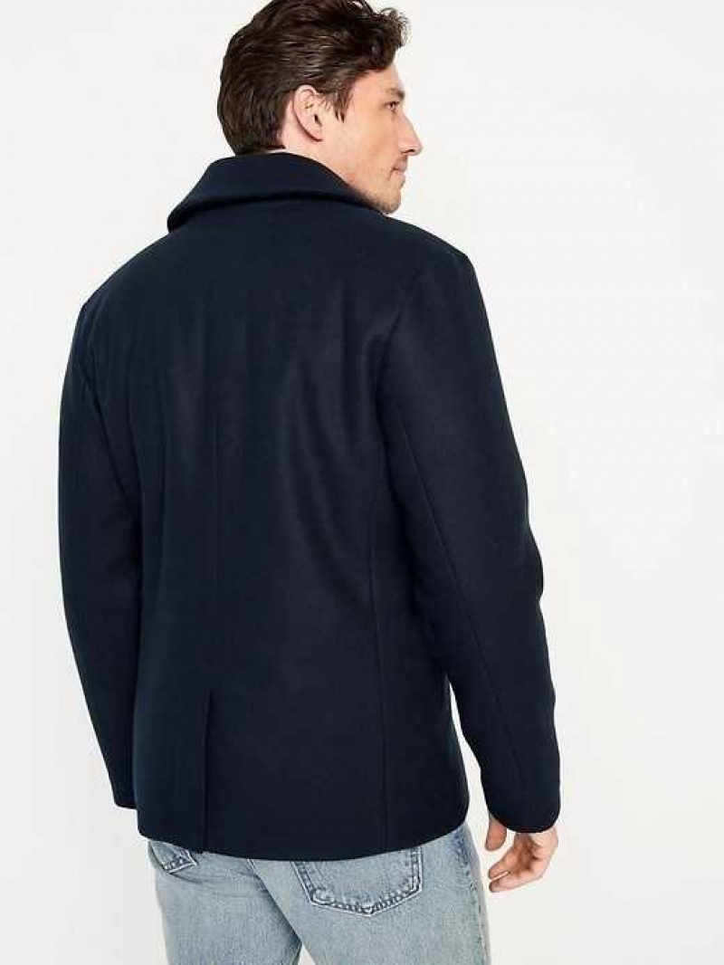 Old Navy Soft-Brushed Double-Breasted Peacoat Black | TYG436270