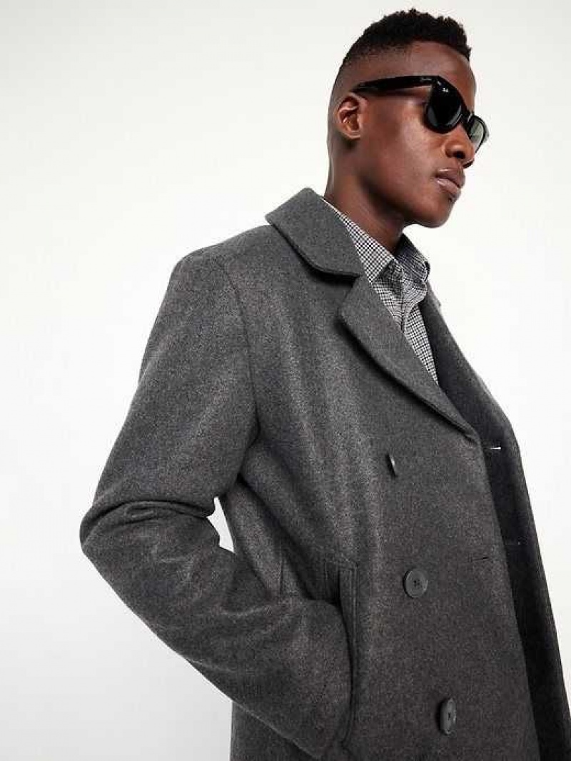 Old Navy Soft-Brushed Double-Breasted Peacoat Grey | TOP754821