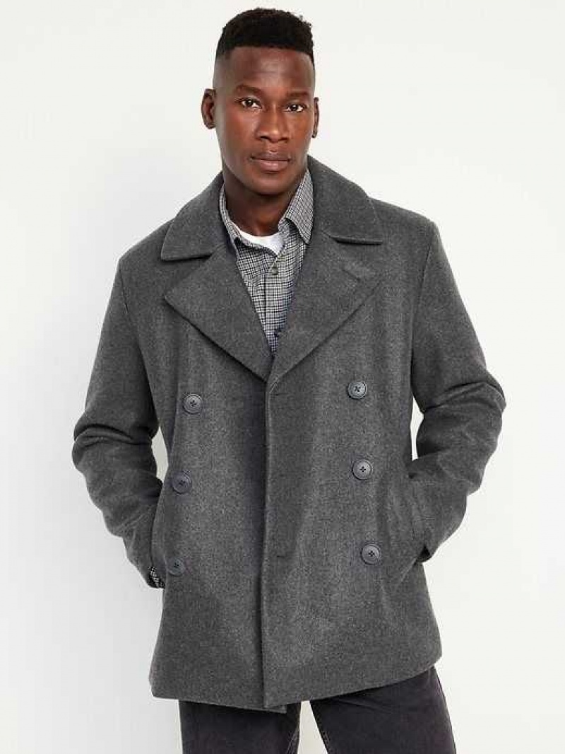 Old Navy Soft-Brushed Double-Breasted Peacoat Grey | TOP754821