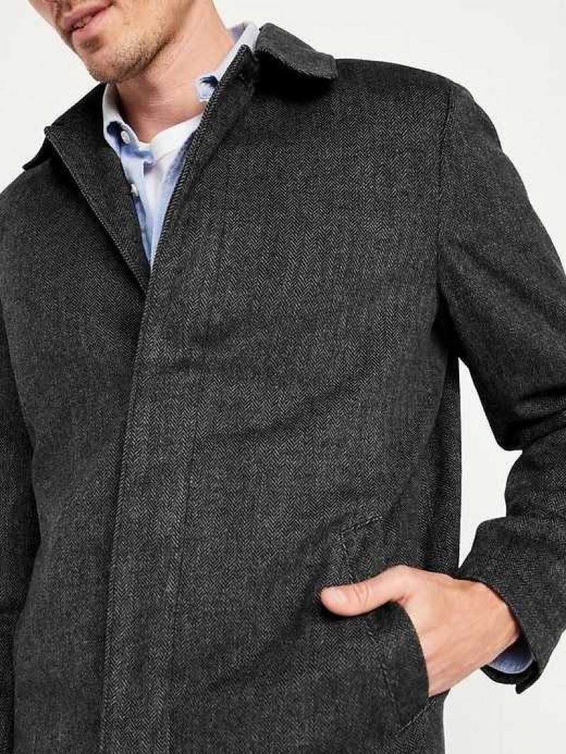 Old Navy Soft-Brushed Herringbone Topcoat Grey | WEN168954