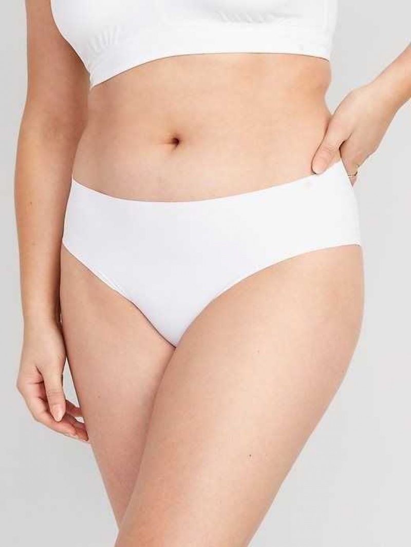 Old Navy Soft-Knit No-Show Hipster Underwear White | OUP036752