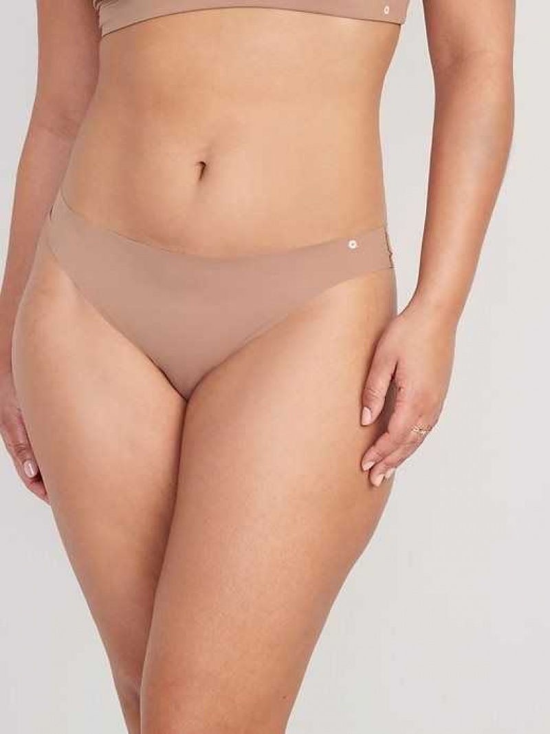 Old Navy Soft-Knit No-Show Thong Underwear Cocoa Fawn | SCL690482