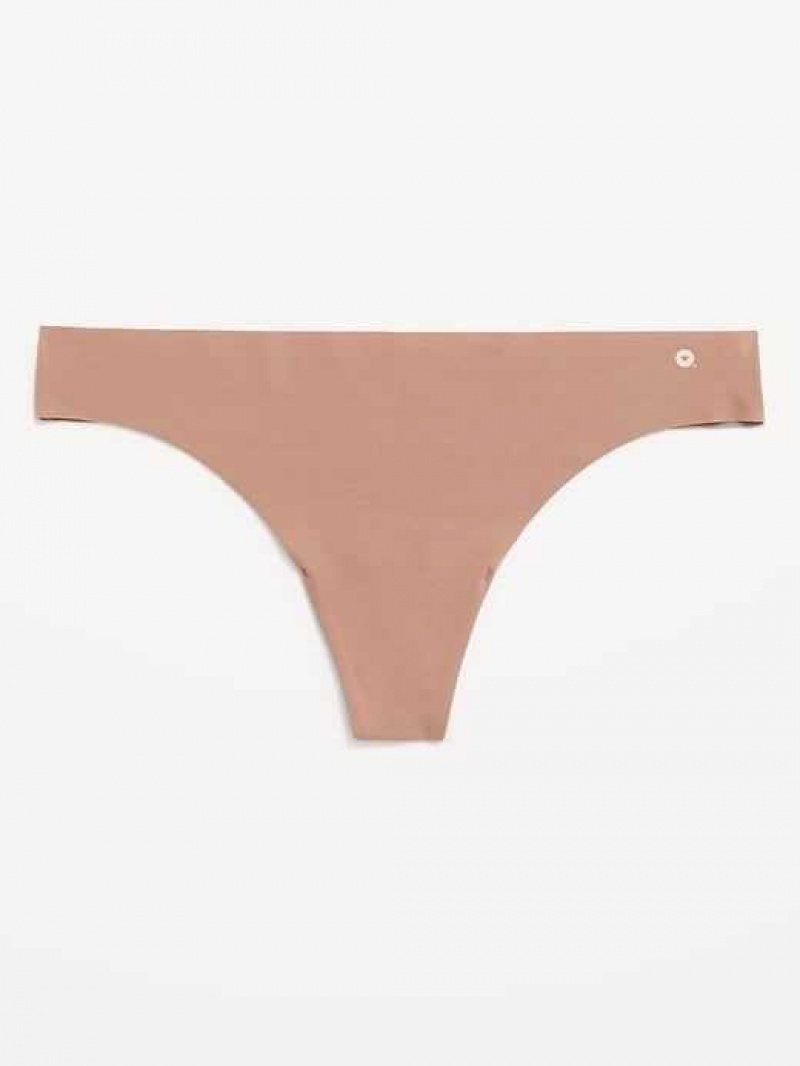 Old Navy Soft-Knit No-Show Thong Underwear Cocoa Fawn | SCL690482