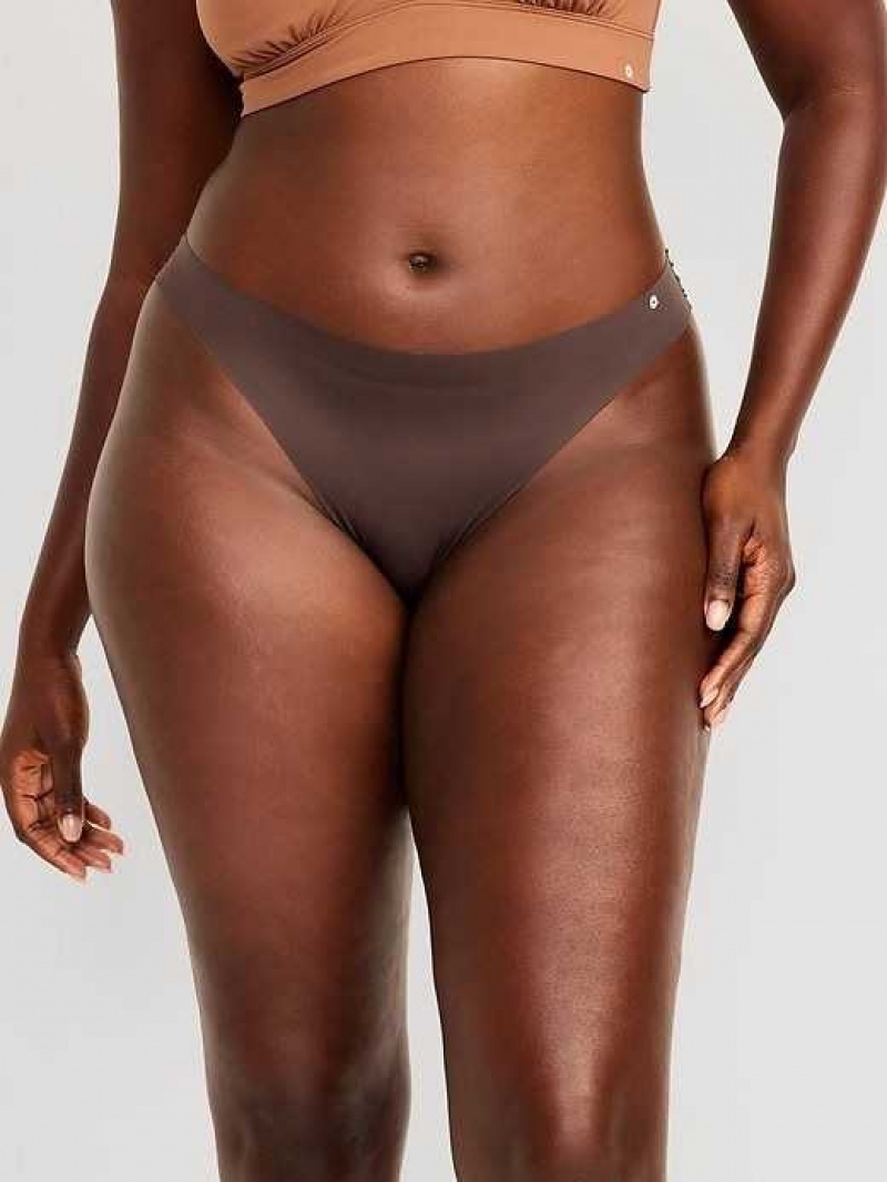 Old Navy Soft-Knit No-Show Thong Underwear French Roast | MNT235091