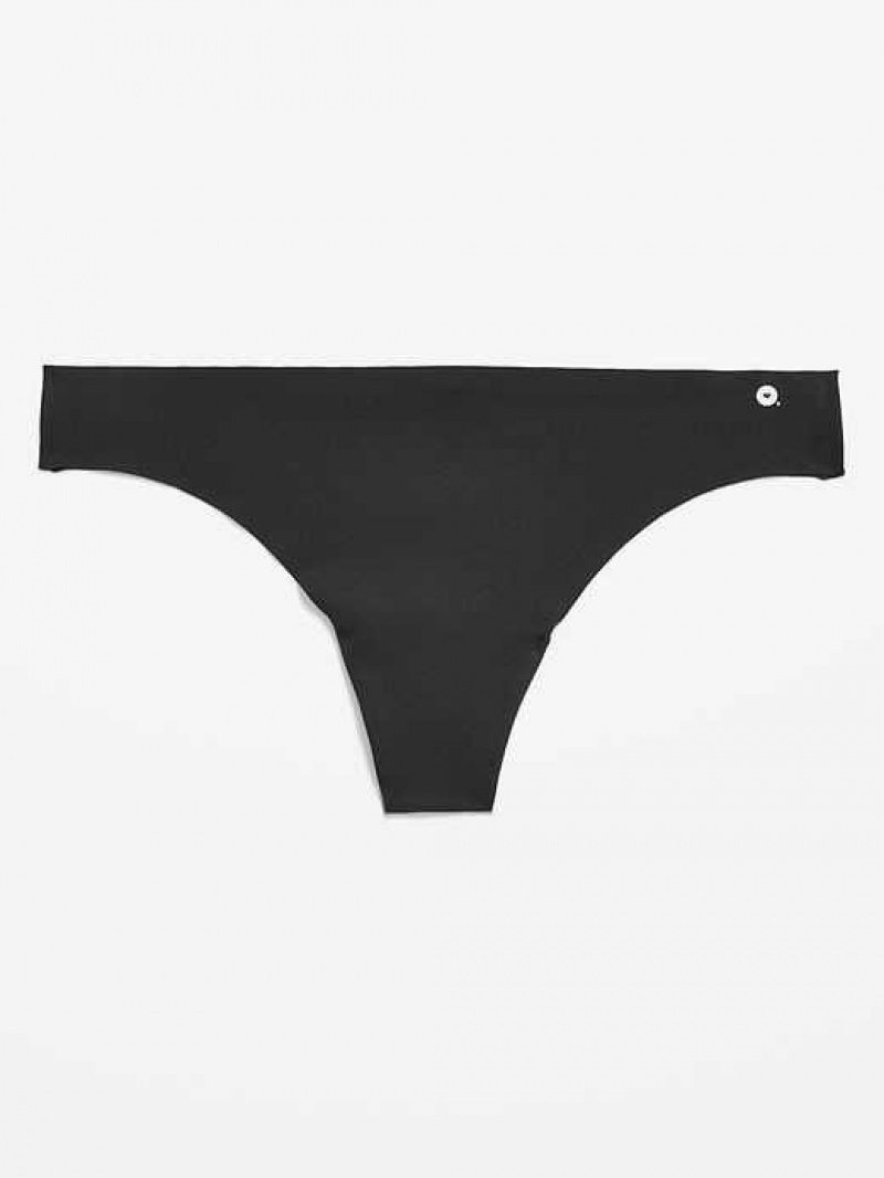 Old Navy Soft-Knit No-Show Thong Underwear Black | GUD948571