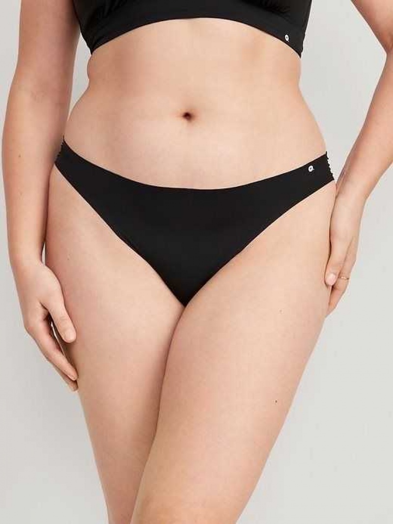 Old Navy Soft-Knit No-Show Thong Underwear Black | GUD948571