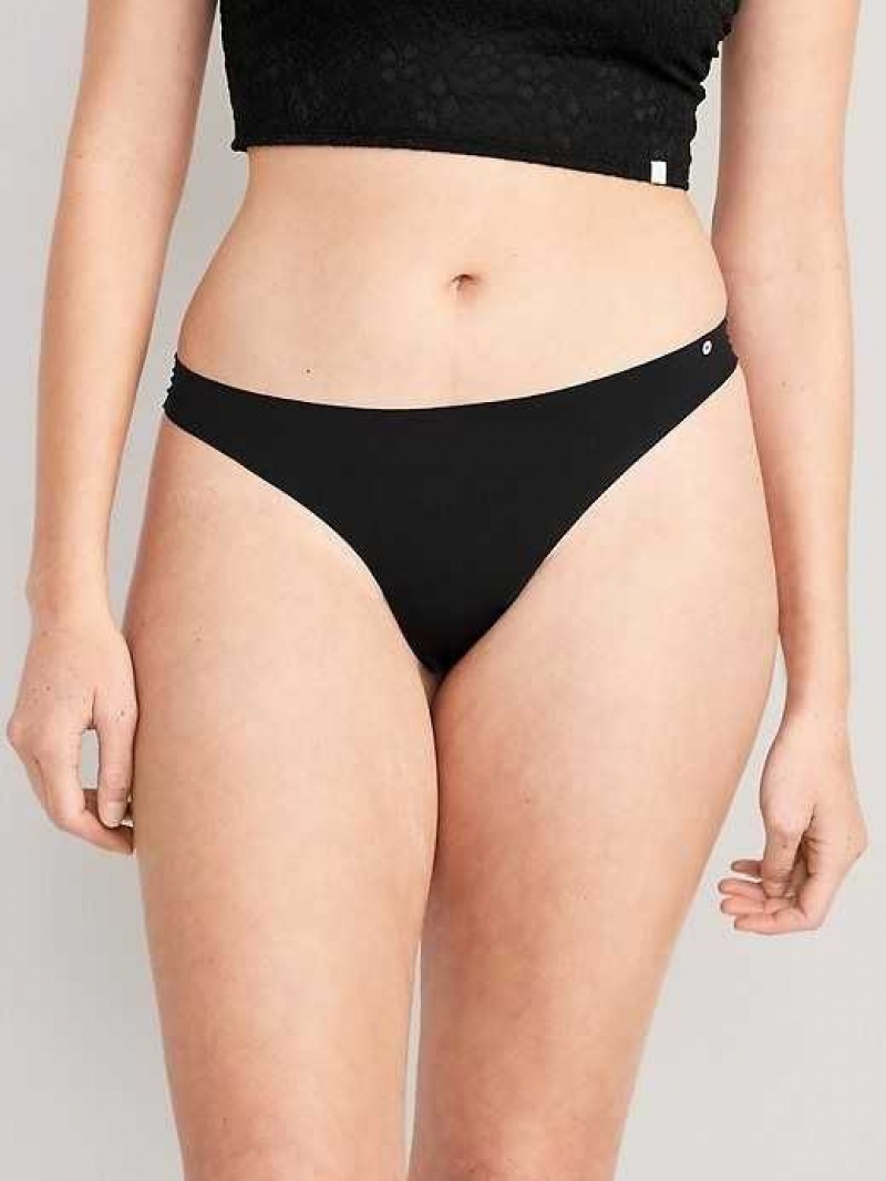 Old Navy Soft-Knit No-Show Thong Underwear Black | GUD948571