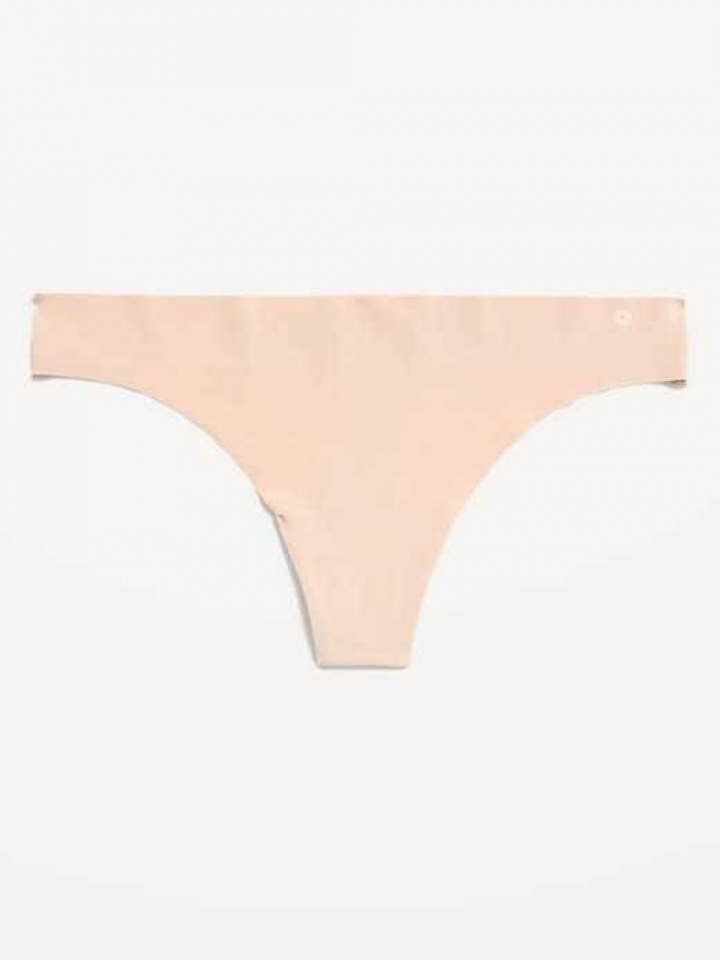 Old Navy Soft-Knit No-Show Thong Underwear Frappe | DON706951