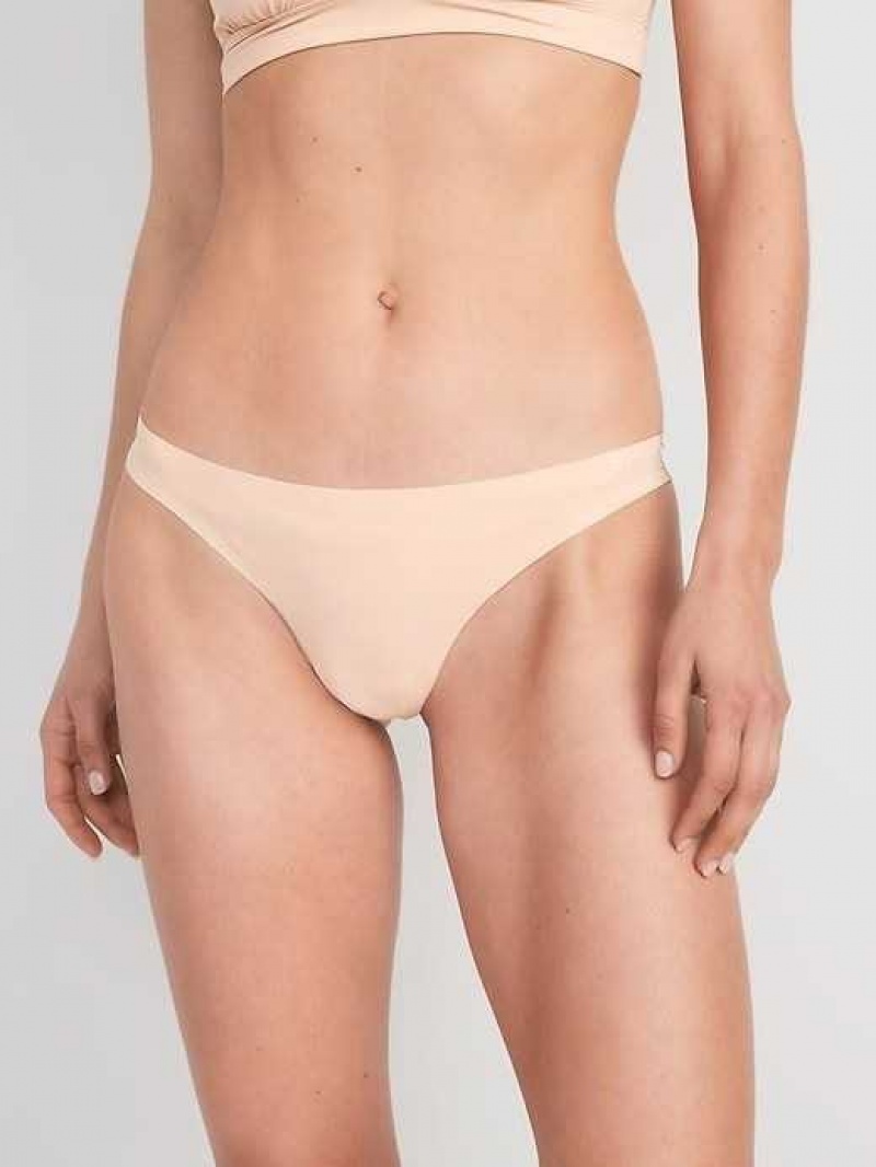 Old Navy Soft-Knit No-Show Thong Underwear Frappe | DON706951