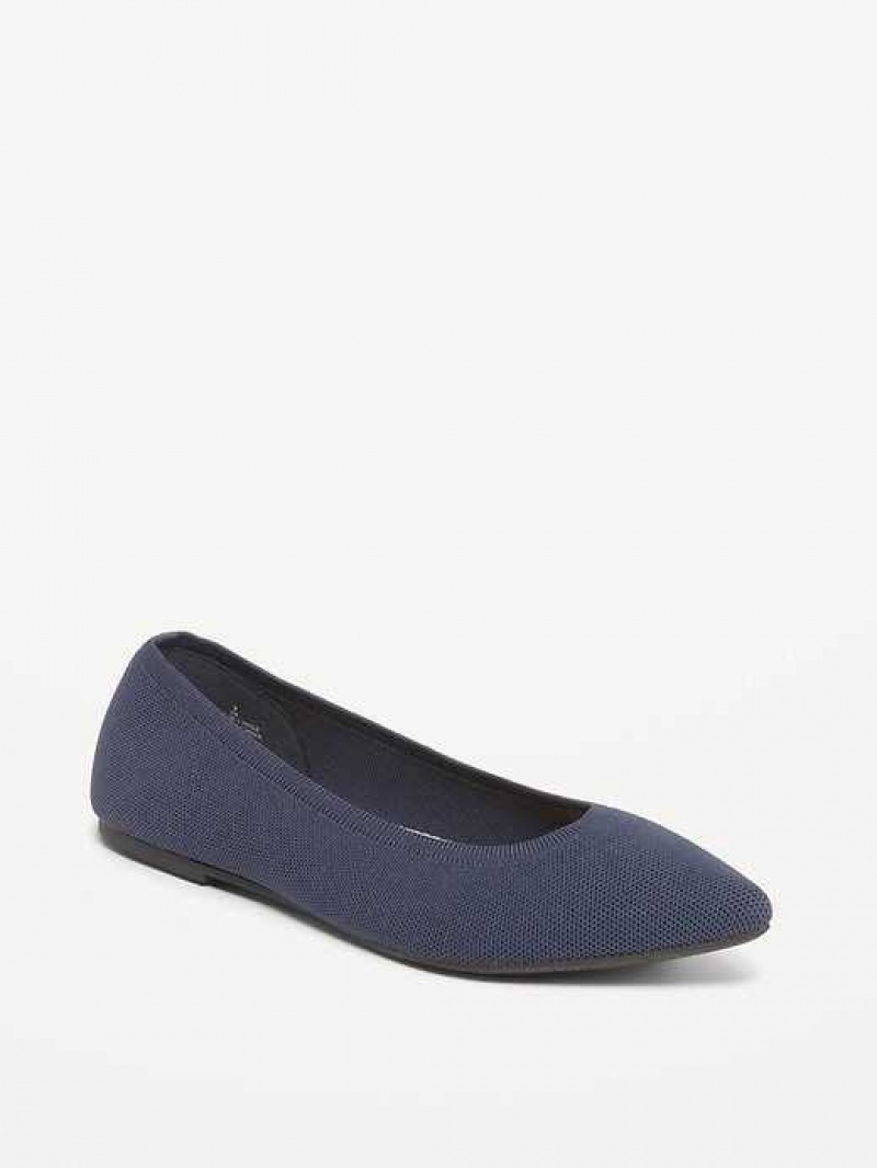 Old Navy Soft-Knit Pointed-Toe Ballet Flats Navy | ZBI239705