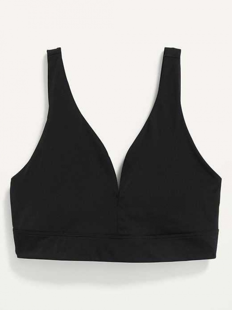 Old Navy Soft-Knit V-Neck Bralette Top Black | BQI712856