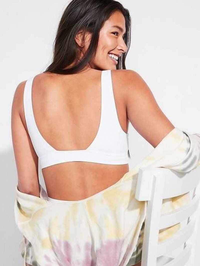 Old Navy Soft-Knit V-Neck Bralette Top White | IPU924185