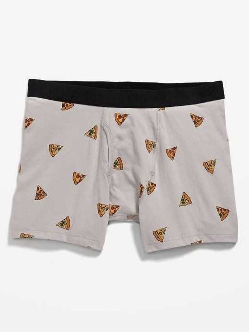 Old Navy Soft-Washed Built-In Flex Printed Boxer-Brief Underwear Pizza | PGB539782