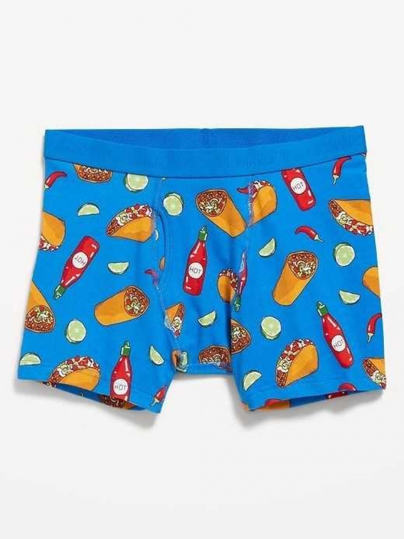 Old Navy Soft-Washed Built-In Flex Printed Boxer-Brief Underwear Hot Sauce | HPA902471