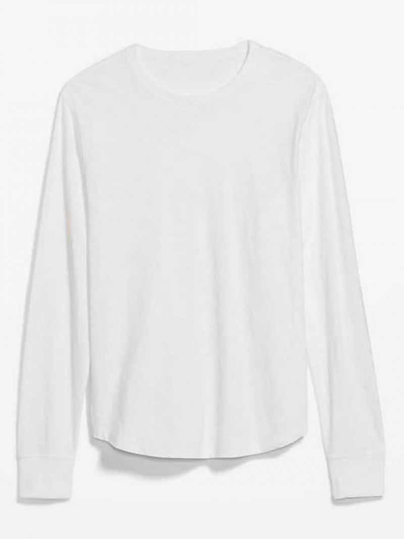 Old Navy Soft-Washed Curved-Hem Long-Sleeve T-Shirt White | YAR147532