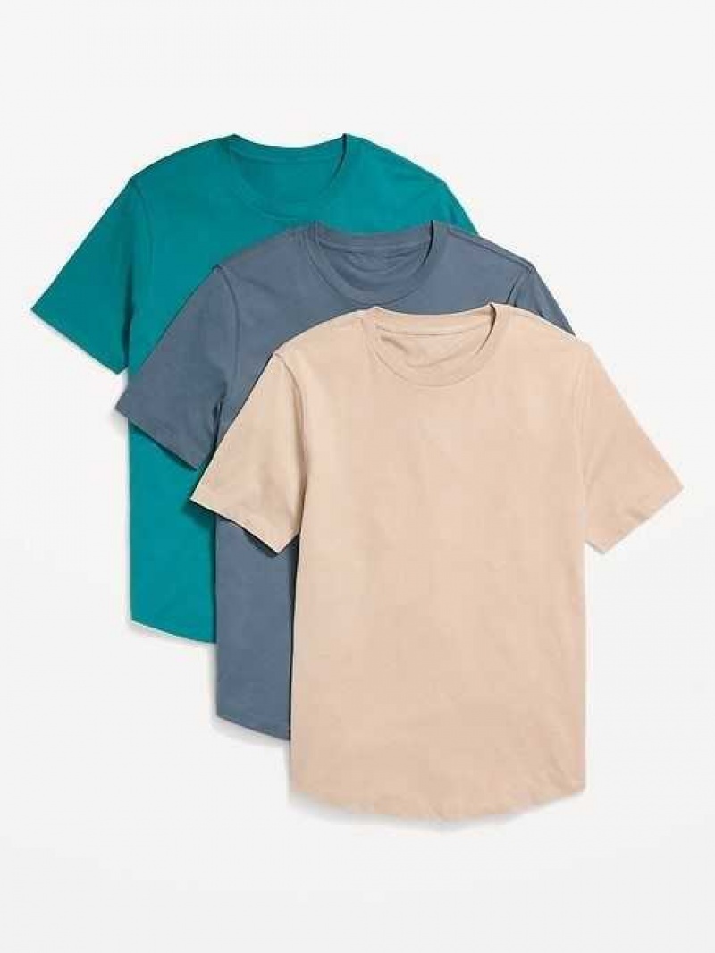 Old Navy Soft-Washed Curved-Hem T-Shirt 3-Pack Turquoise / Grey | WIM109253