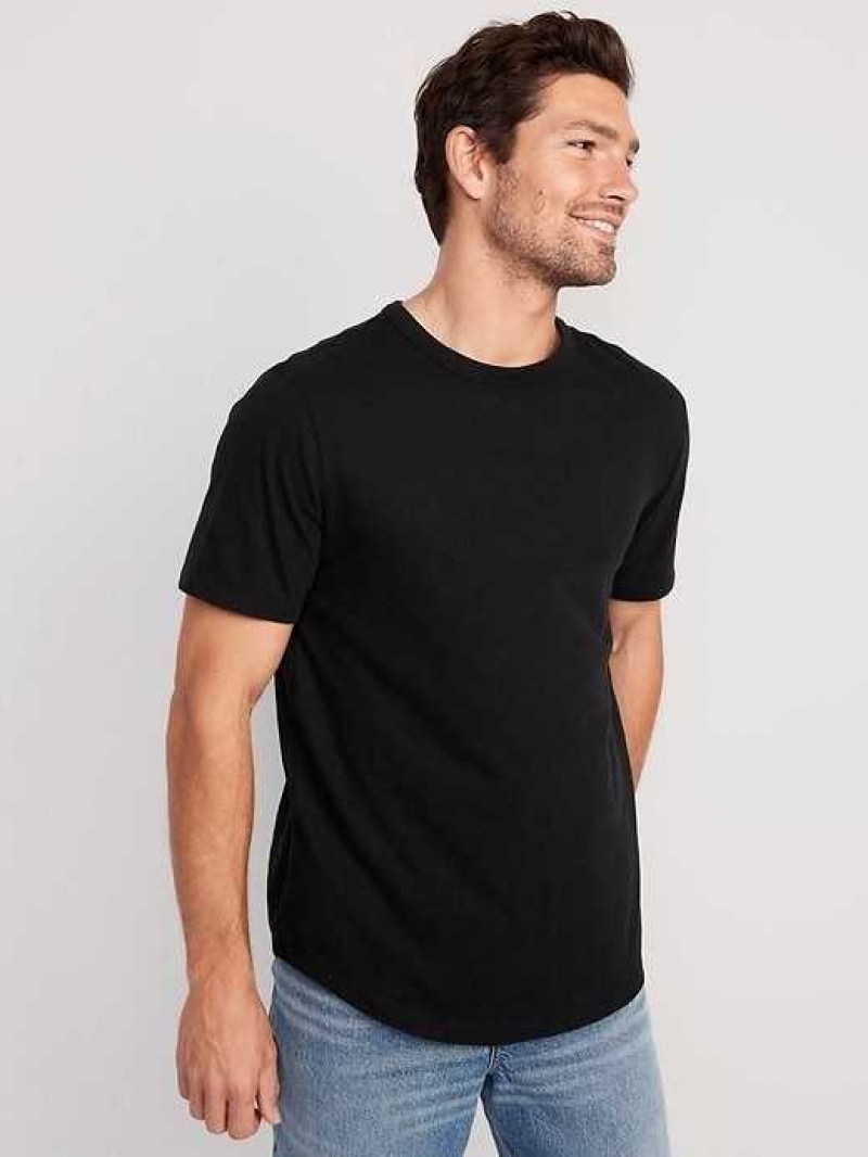 Old Navy Soft-Washed Curved-Hem T-Shirt Black | CXU193750