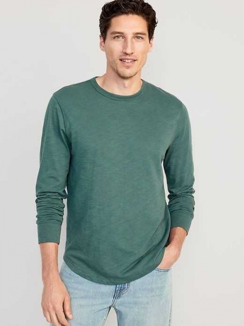 Old Navy Soft-Washed Long-Sleeve Curved-Hem T-Shirt Grey | JGO290413