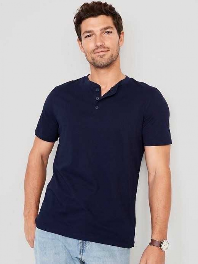 Old Navy Soft-Washed Short-Sleeve Henley T-Shirt Navy | TQL582493