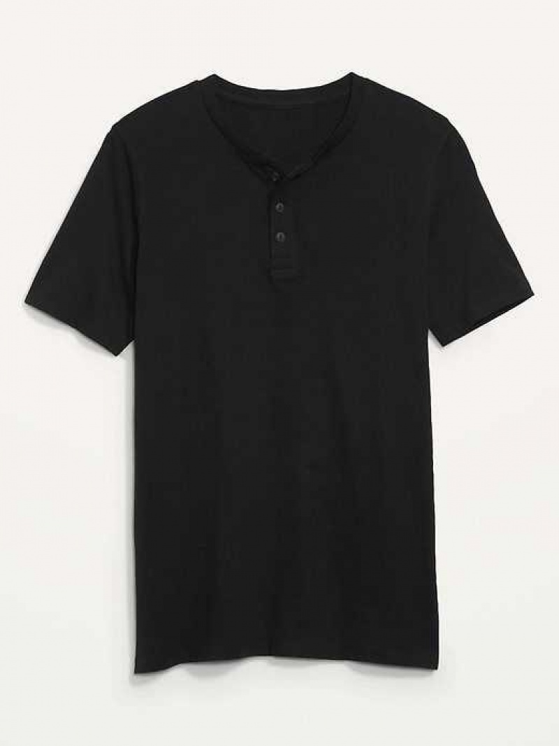 Old Navy Soft-Washed Short-Sleeve Henley T-Shirt Black | LIV140587