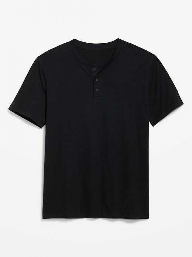 Old Navy Soft-Washed Short-Sleeve Henley T-Shirt Black | IBS184276