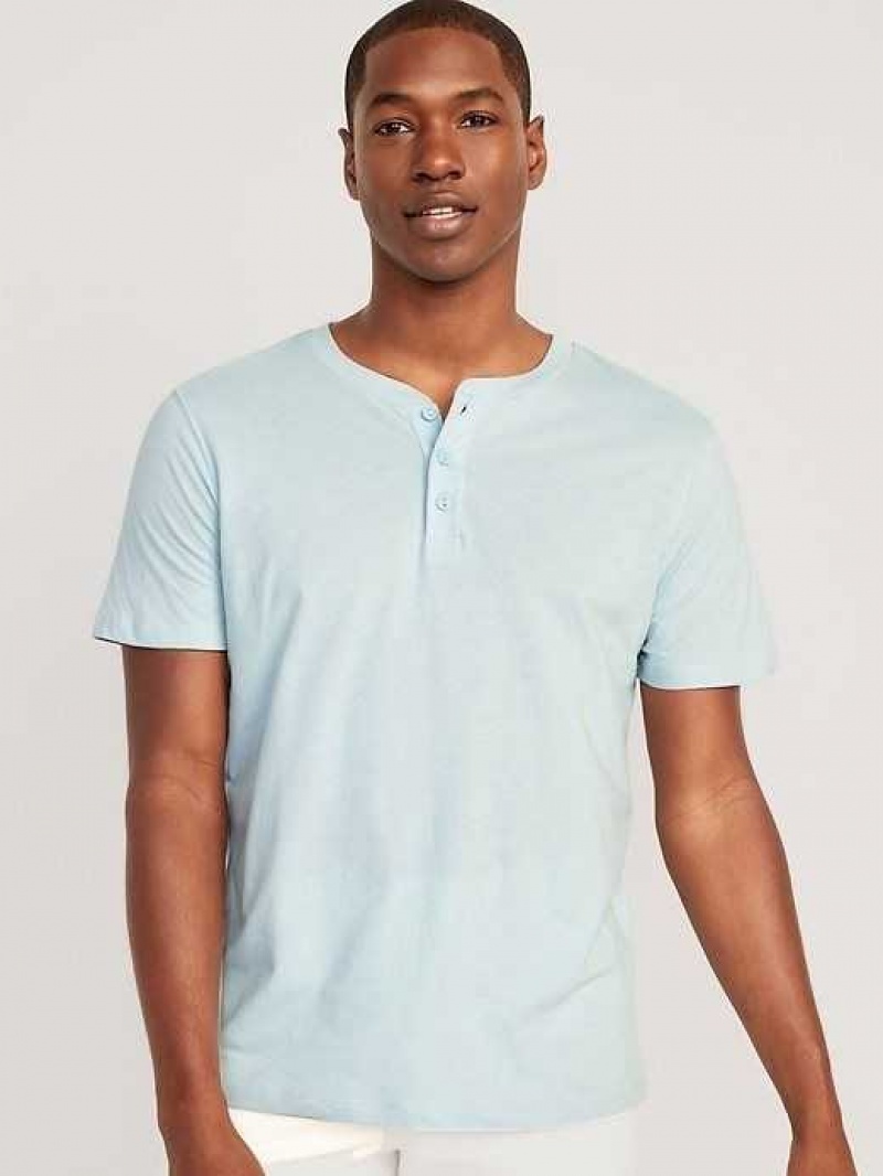 Old Navy Soft-Washed Short-Sleeve Henley T-Shirt Blue | BTM290641