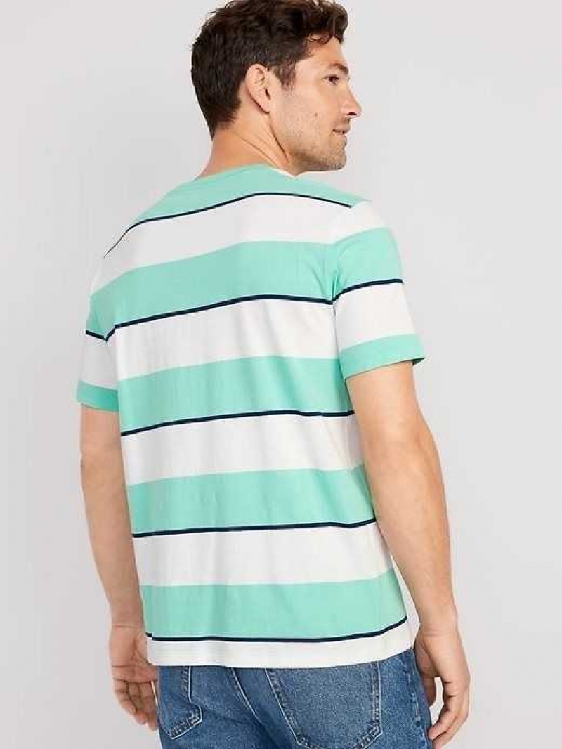 Old Navy Soft-Washed Striped T-Shirt Blue / Green Stripes | KFZ892635