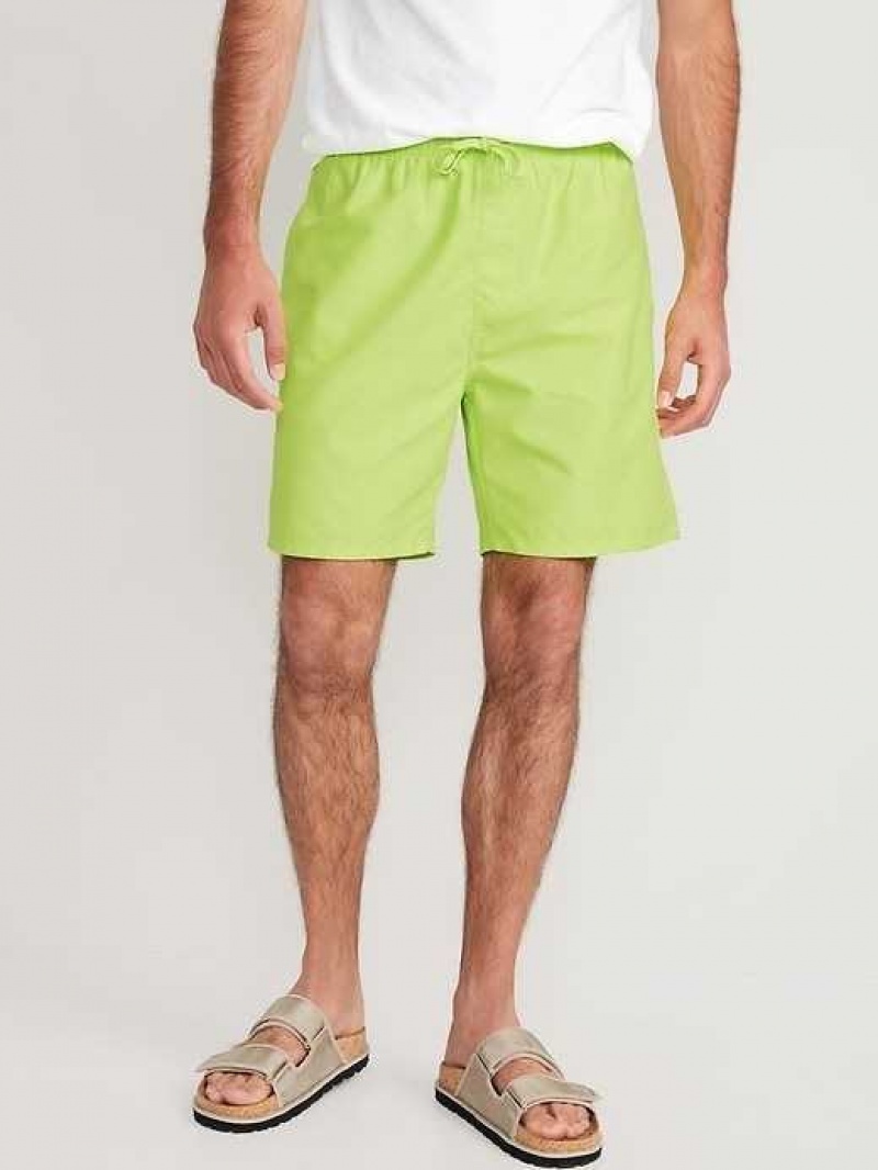 Old Navy Solid Swim Trunks Lemon Light Green | WUI437189