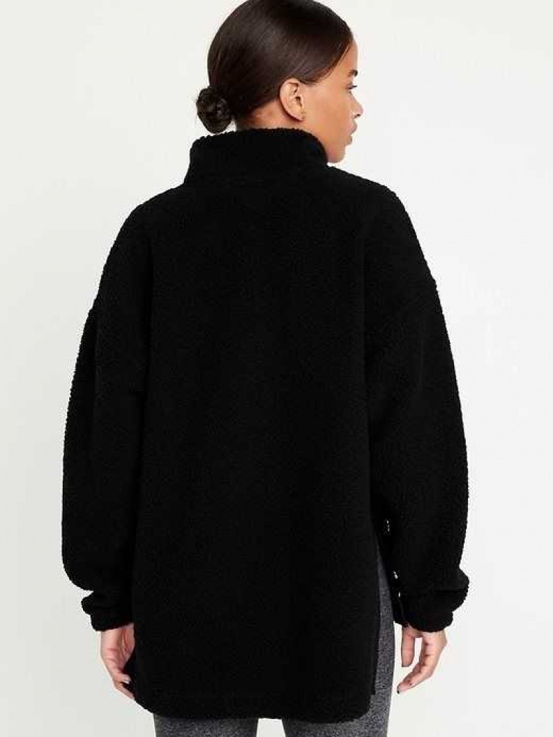 Old Navy Step-Hem Sherpa Pullover Black | ITF476305