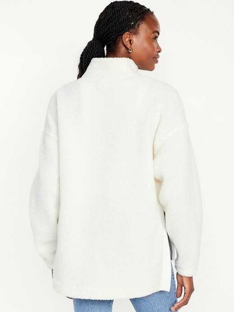 Old Navy Step-Hem Sherpa Pullover Creme De La Creme | YRJ298561