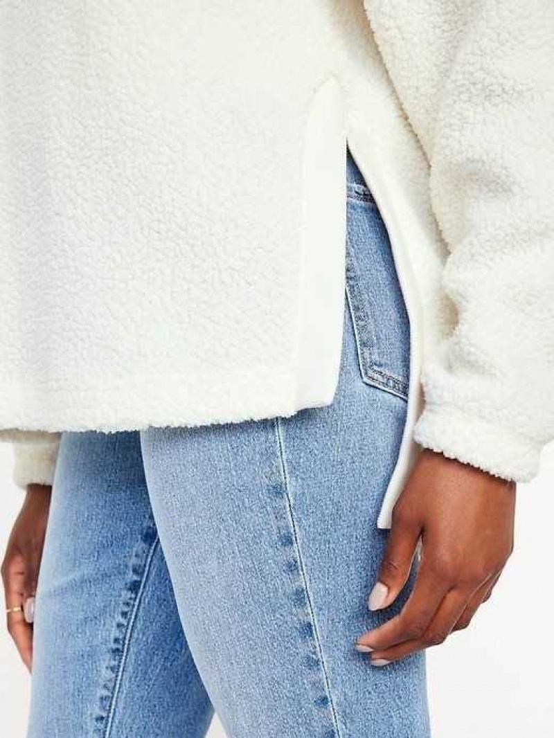 Old Navy Step-Hem Sherpa Pullover Creme De La Creme | YRJ298561