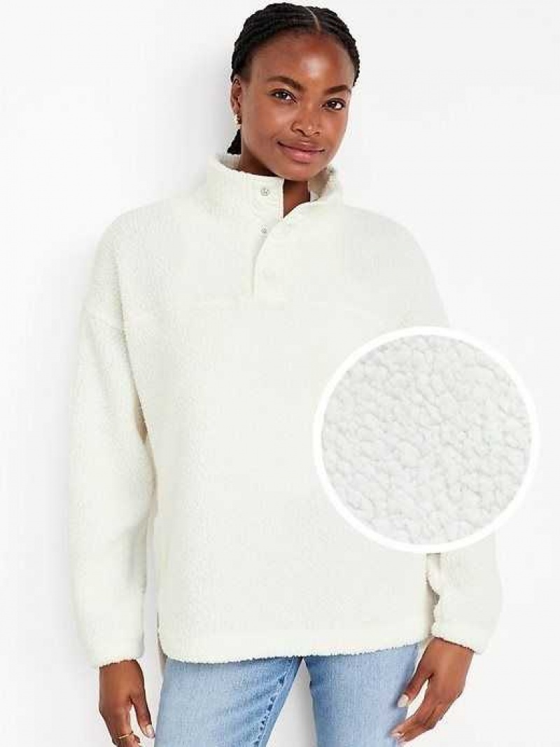 Old Navy Step-Hem Sherpa Pullover Creme De La Creme | YRJ298561