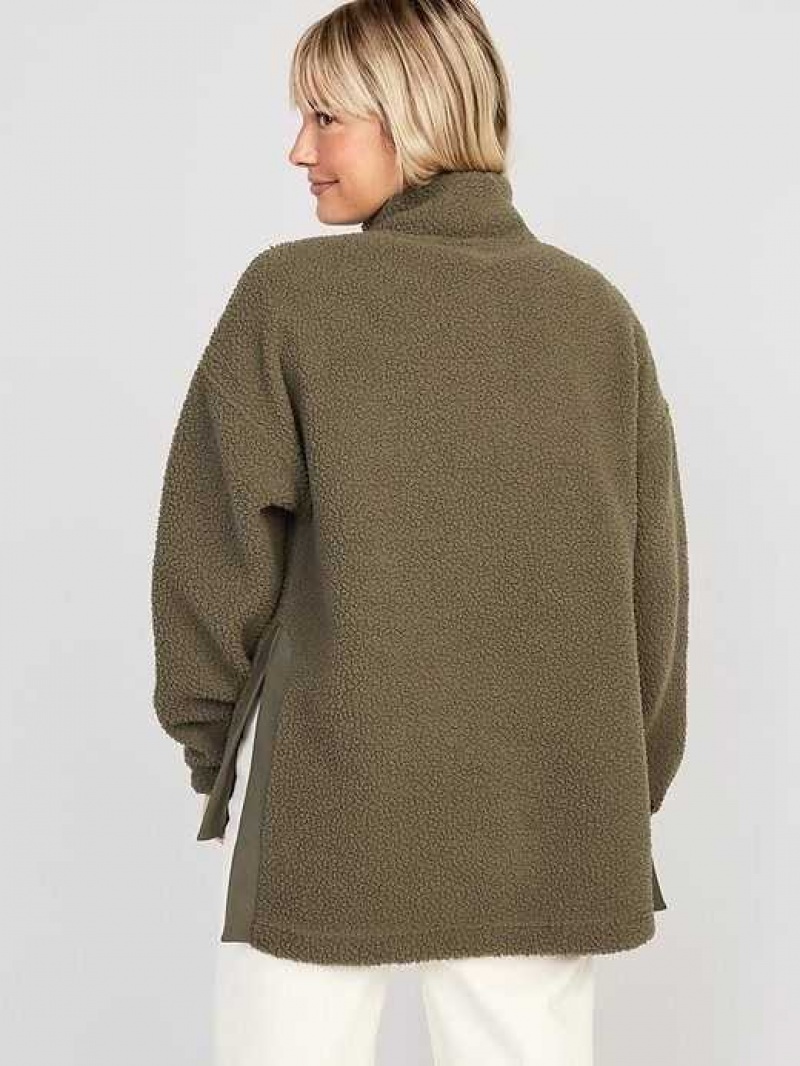 Old Navy Step-Hem Sherpa Pullover Green | ZEJ189527