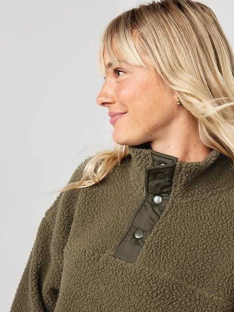 Old Navy Step-Hem Sherpa Pullover Green | ZEJ189527