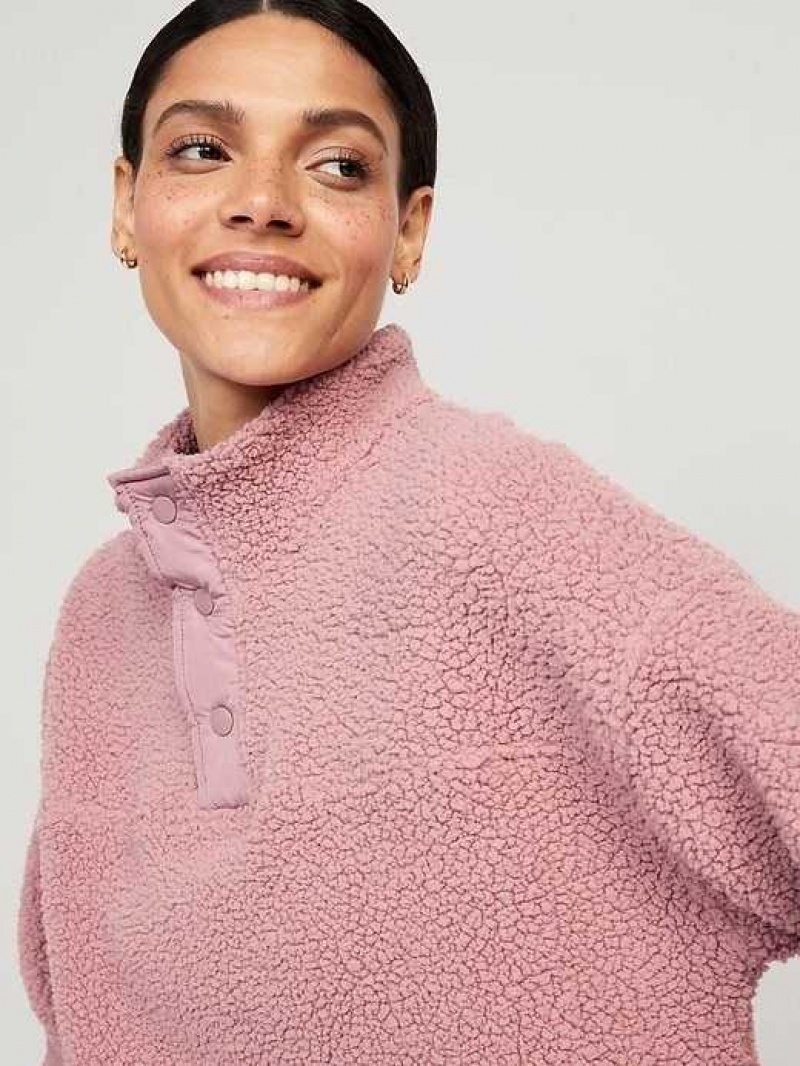 Old Navy Step-Hem Sherpa Pullover Woodrose | TQP839670